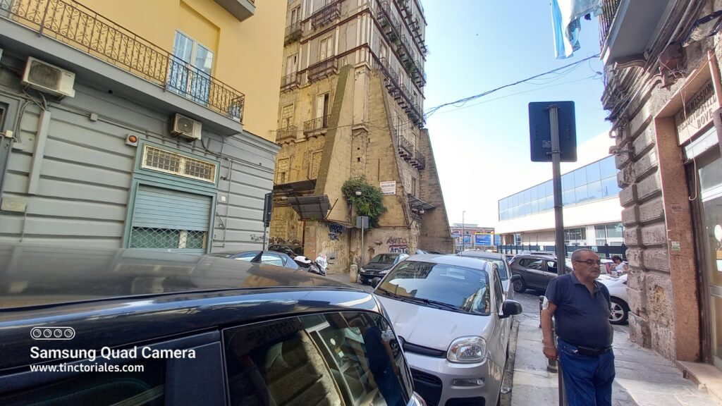 Arbusto brotando de un muro en Nápoles, Italia